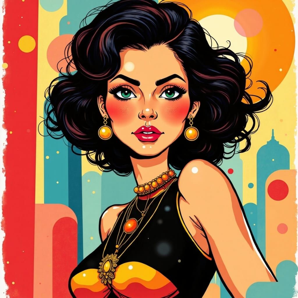 Surreal Pop Art Superheroine in Vibrant Triadic Colors