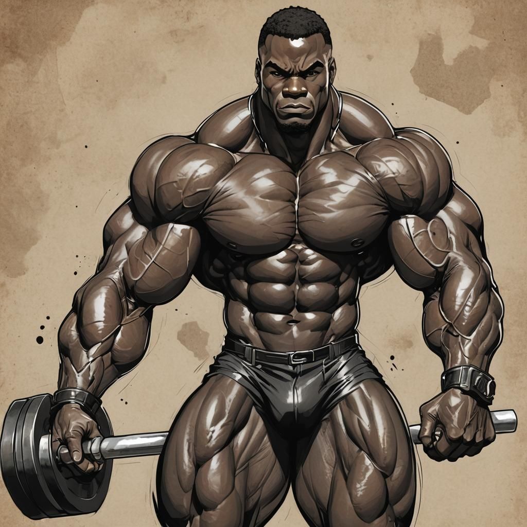 African Bodybuilder in Anime Style