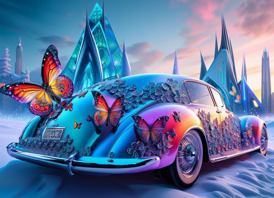 VW Beetle Car in a Winter Snow