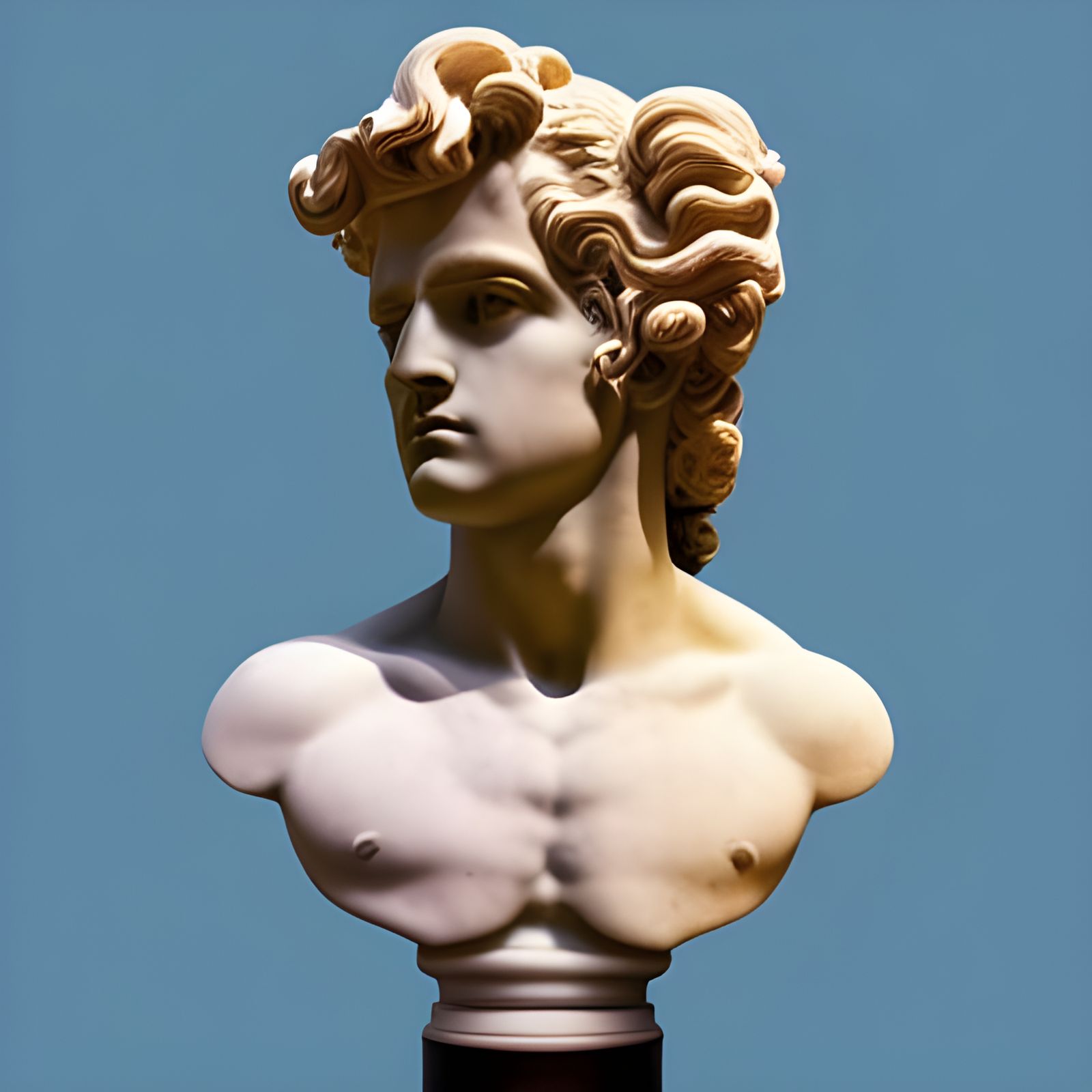Vaporwave Apollo: Hyperdetailed Greek God Bust