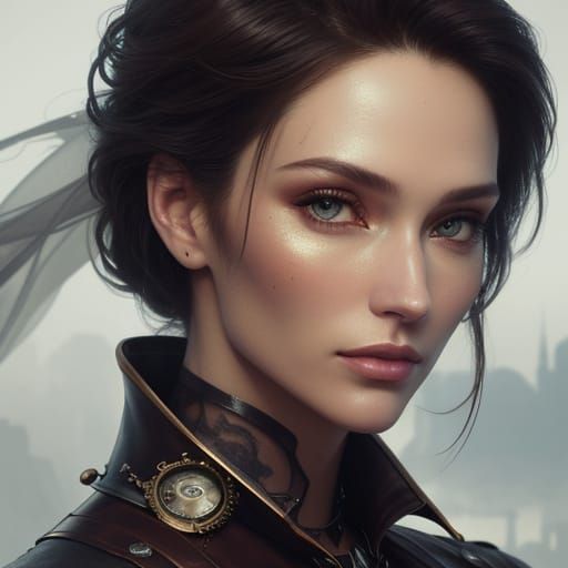 Steampunk Supermodel in Transparent Leather Lingerie