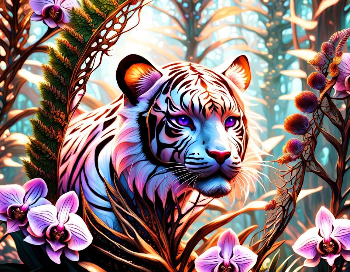 Abstract Tiger Cub Portrait in Cubist Style