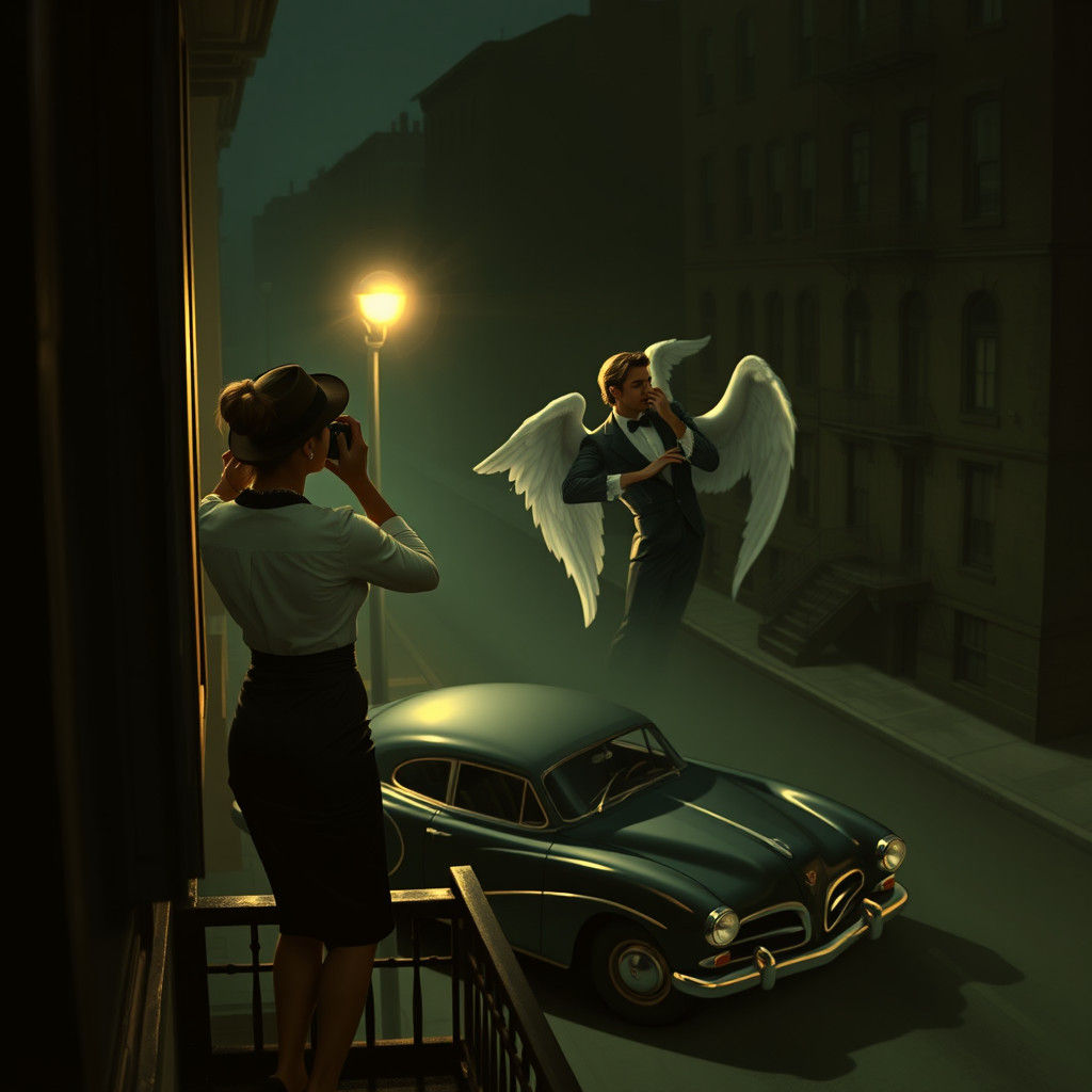 Film Noir Angel and Devil Kiss Photo