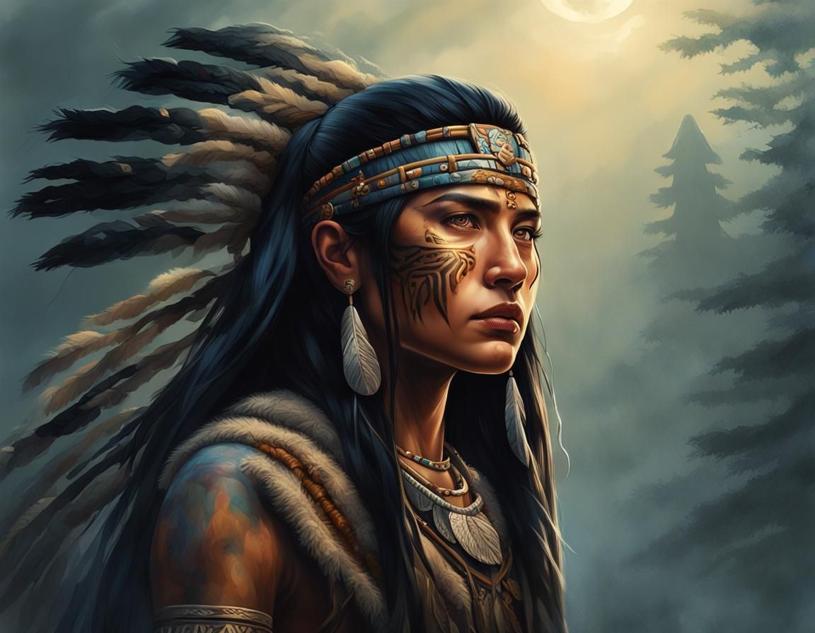 Mayan Warrior Girl Portrait in Hyperrealistic Style