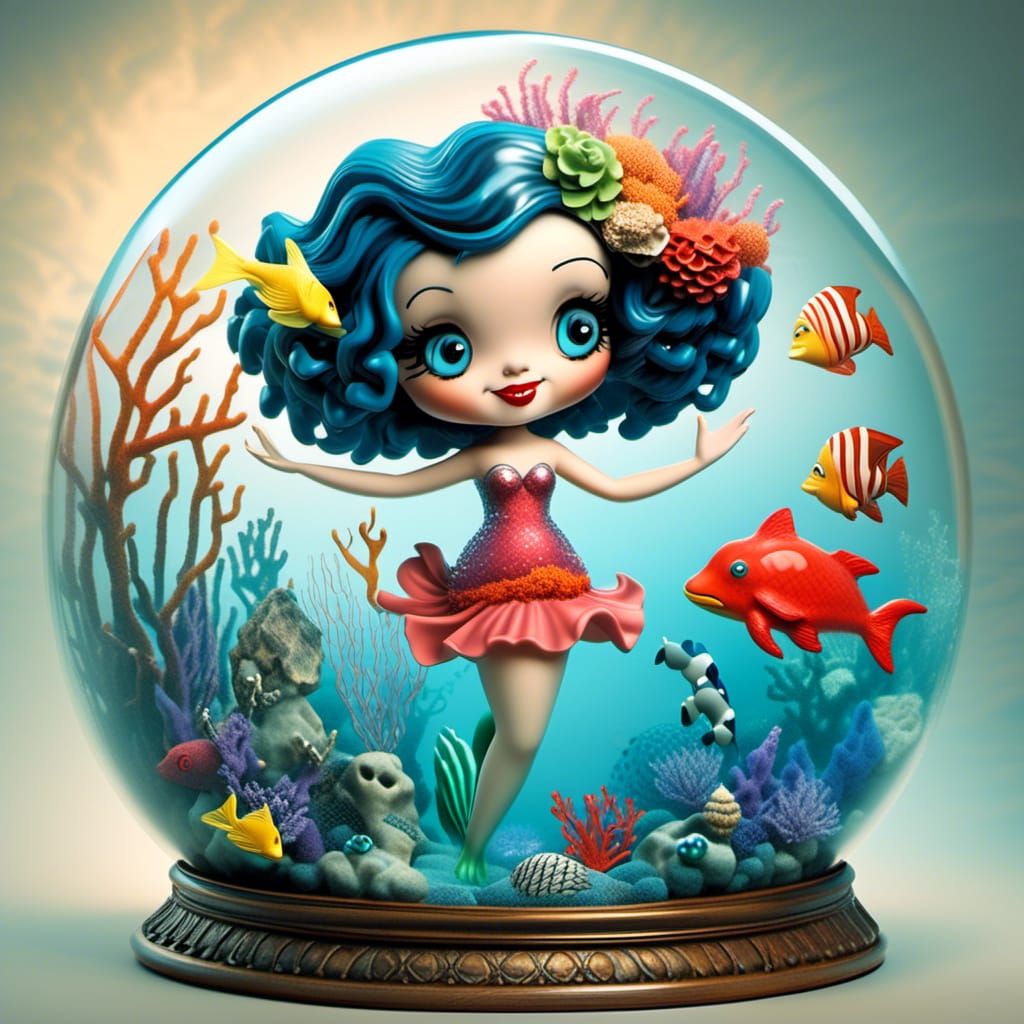 Betty Boop as Mermaid in Snow Globe