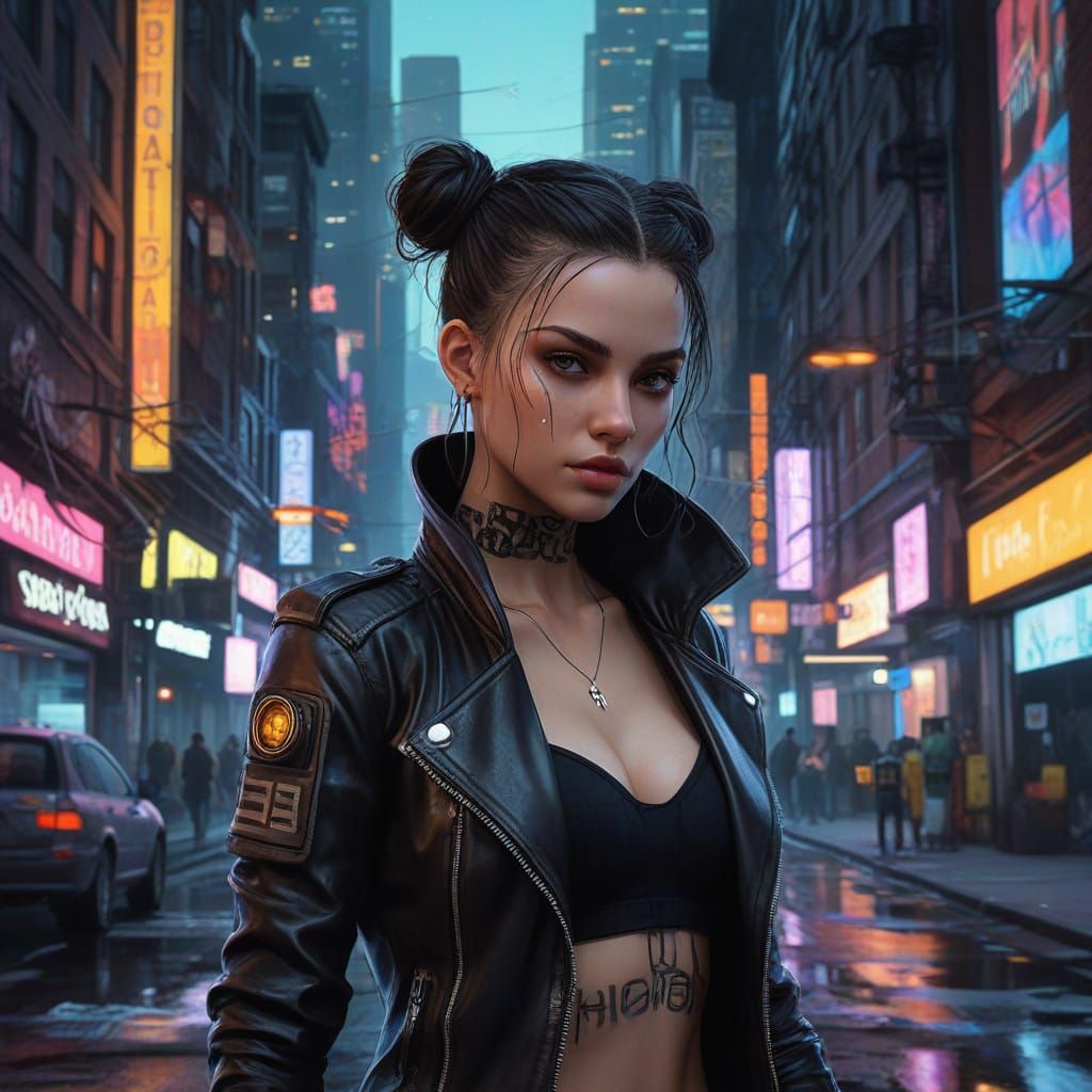 Gothic Cyberpunk Girl in Hyper-Realistic HDR Settings