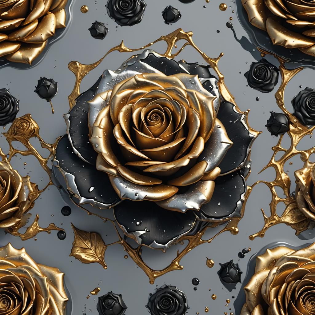 Golden and Silver Rose Fantasy Concept Art