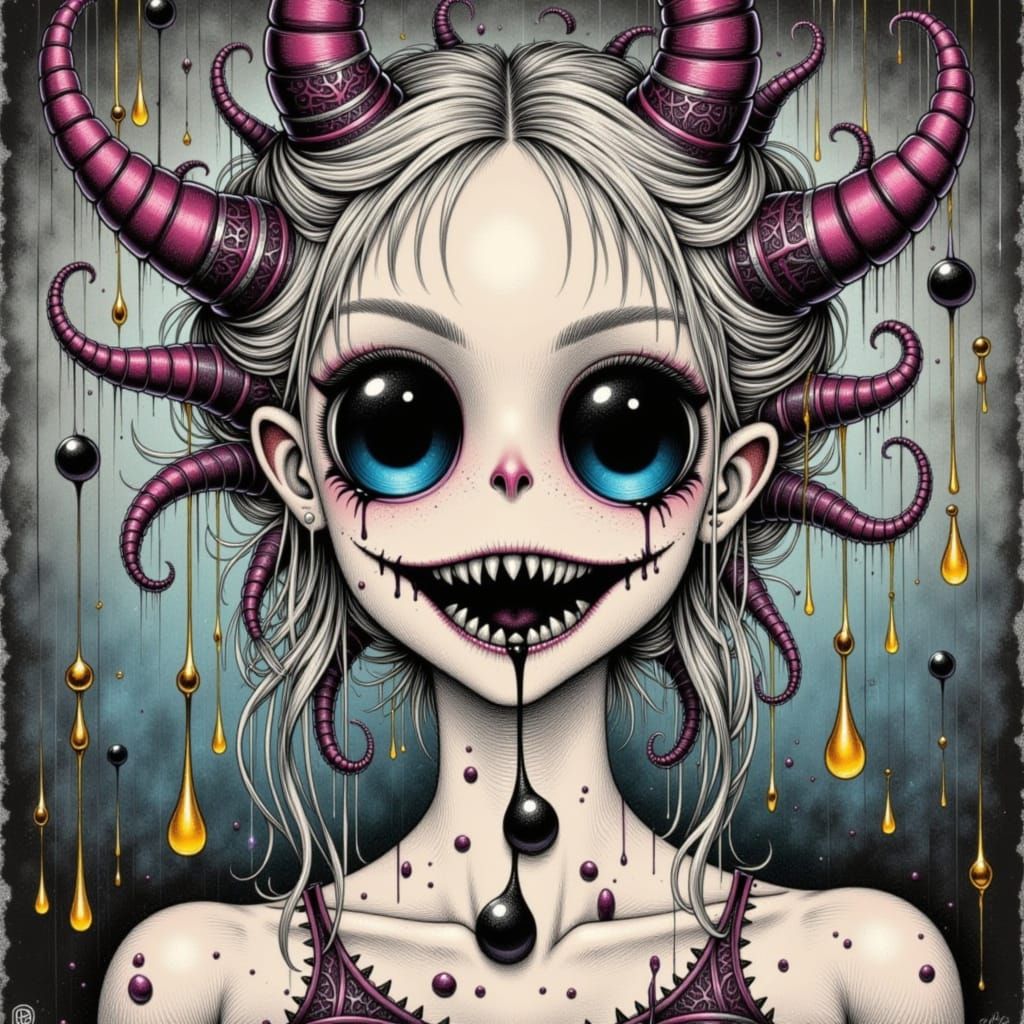 Stylized Ink Figure Emerges from Calligraphy Pen