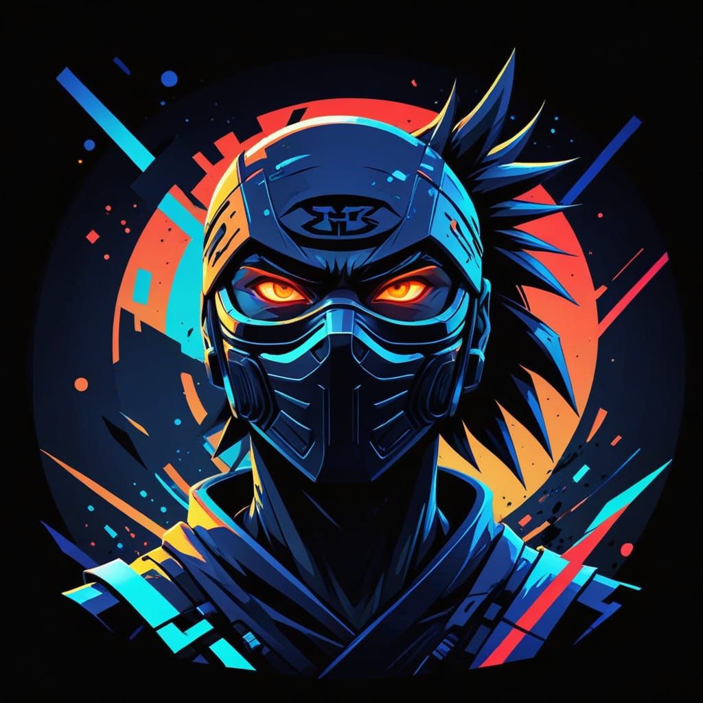 Vibrant Ninja Cartoon Logo with Dynamic Facial Features