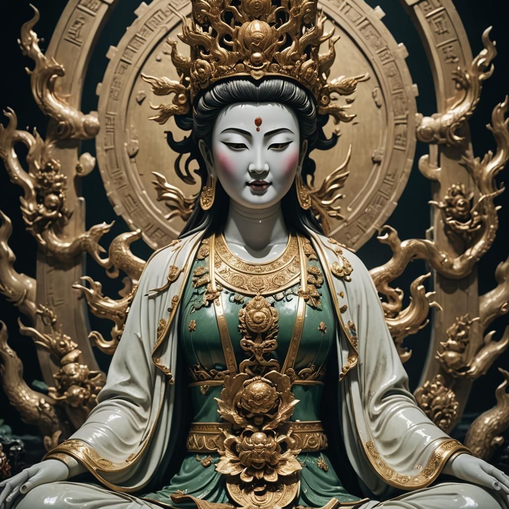 Hyperrealistic Goddess Guanyin in Cinematic Style