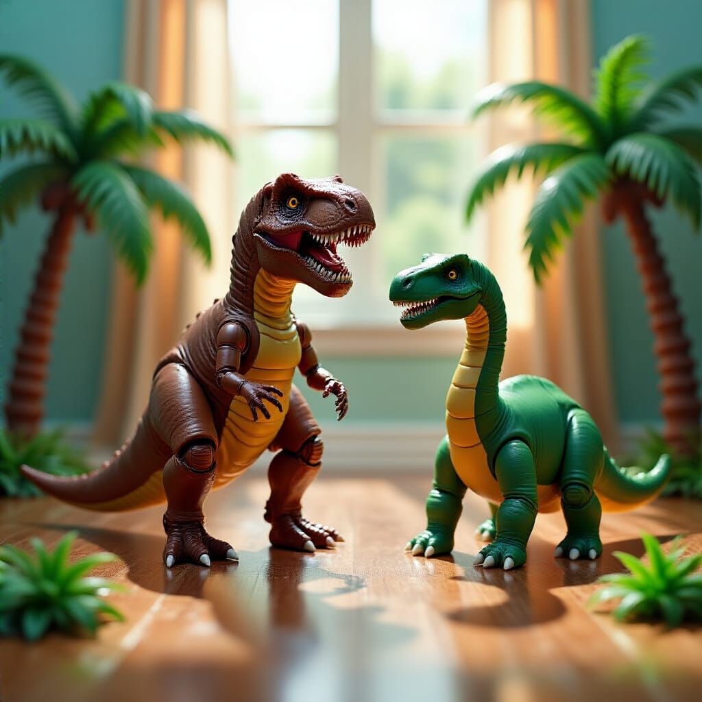 Hyperrealistic Dinosaurs in Child's Bedroom