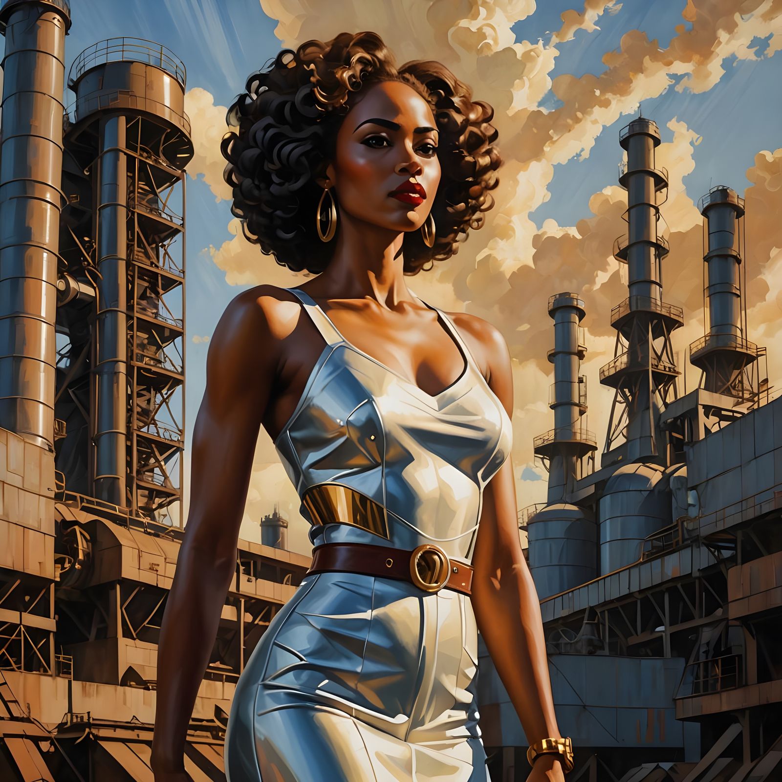 Ethiopian Woman in Brutalist Art Deco Style