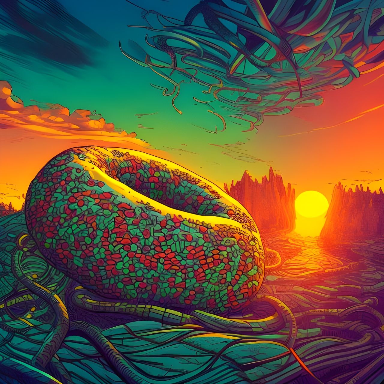 Colossal Everything Bagel Sunset: Cyberpunk Pop Art