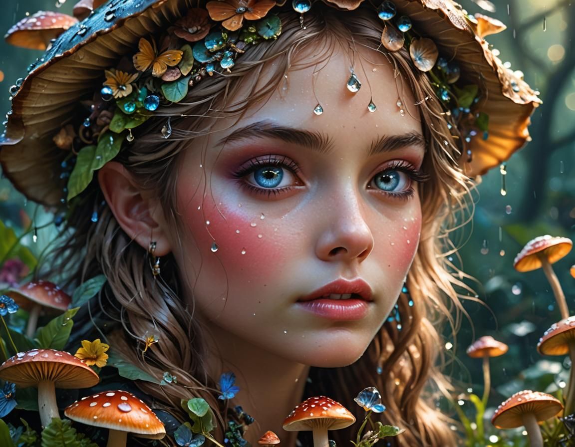 Fairy on Mushroom: A Maximalist Digital Painting