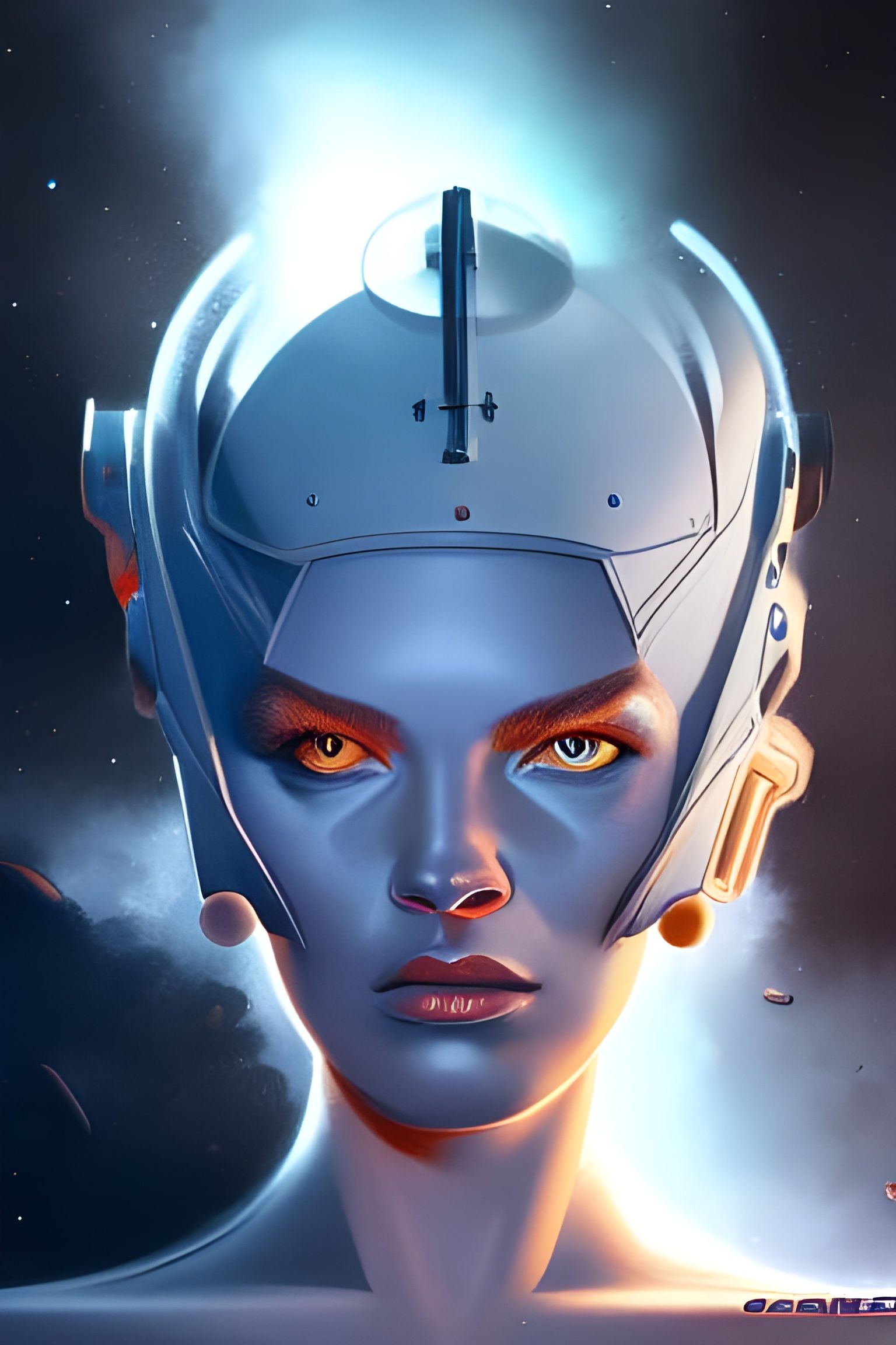 Hyperdetailed Airbrush Portrait of a Space Woman
