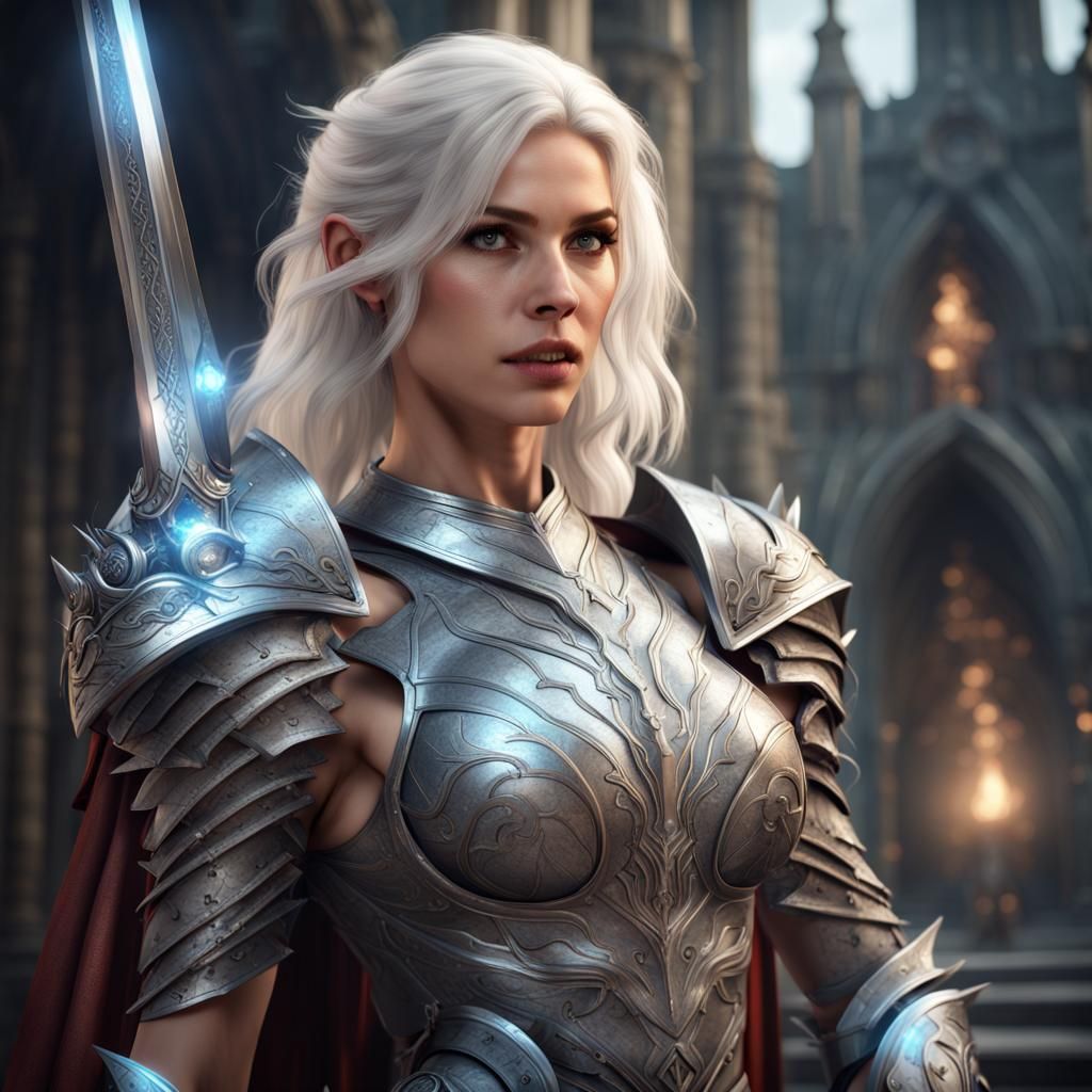 Woman Warrior in Glass Armor: Fantasy Art