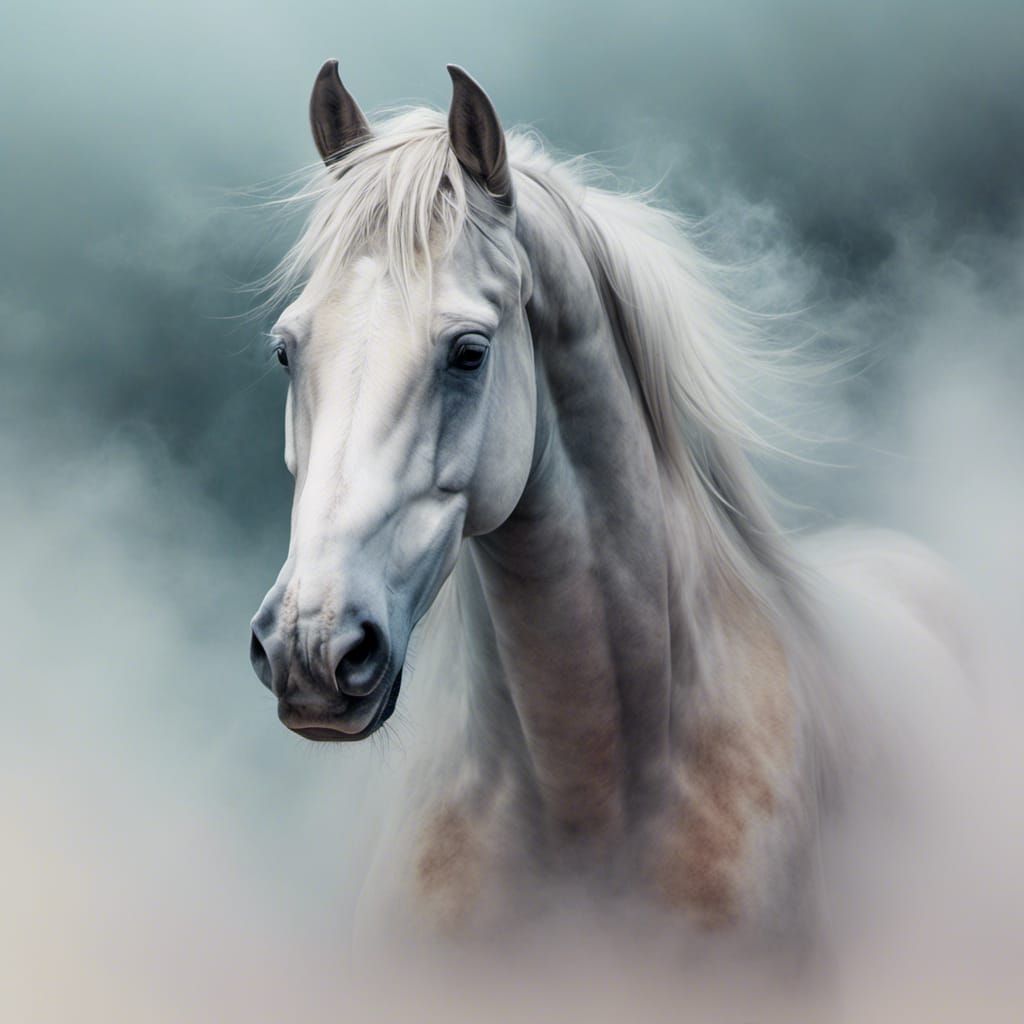 Wild Horse Emerging from Misty Haze