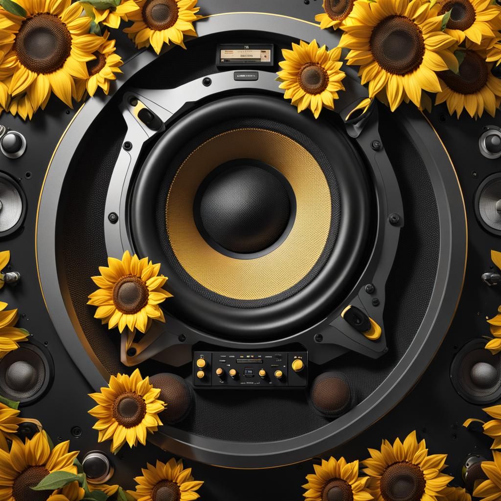 Bass Speaker with Sunflower Pedals in Sunshine