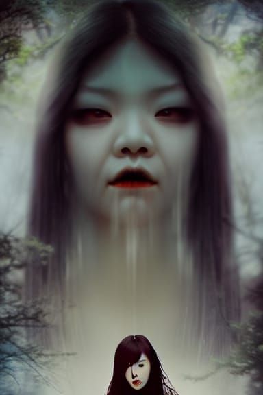 Ethereal Mythical Goddess in a Ghibli Landscape