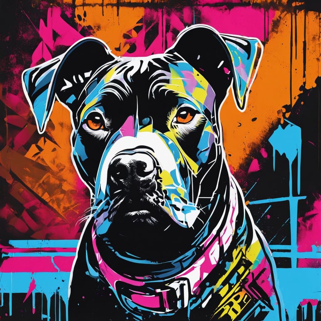 Urban Stencil Art of a Bluenose Pitbull
