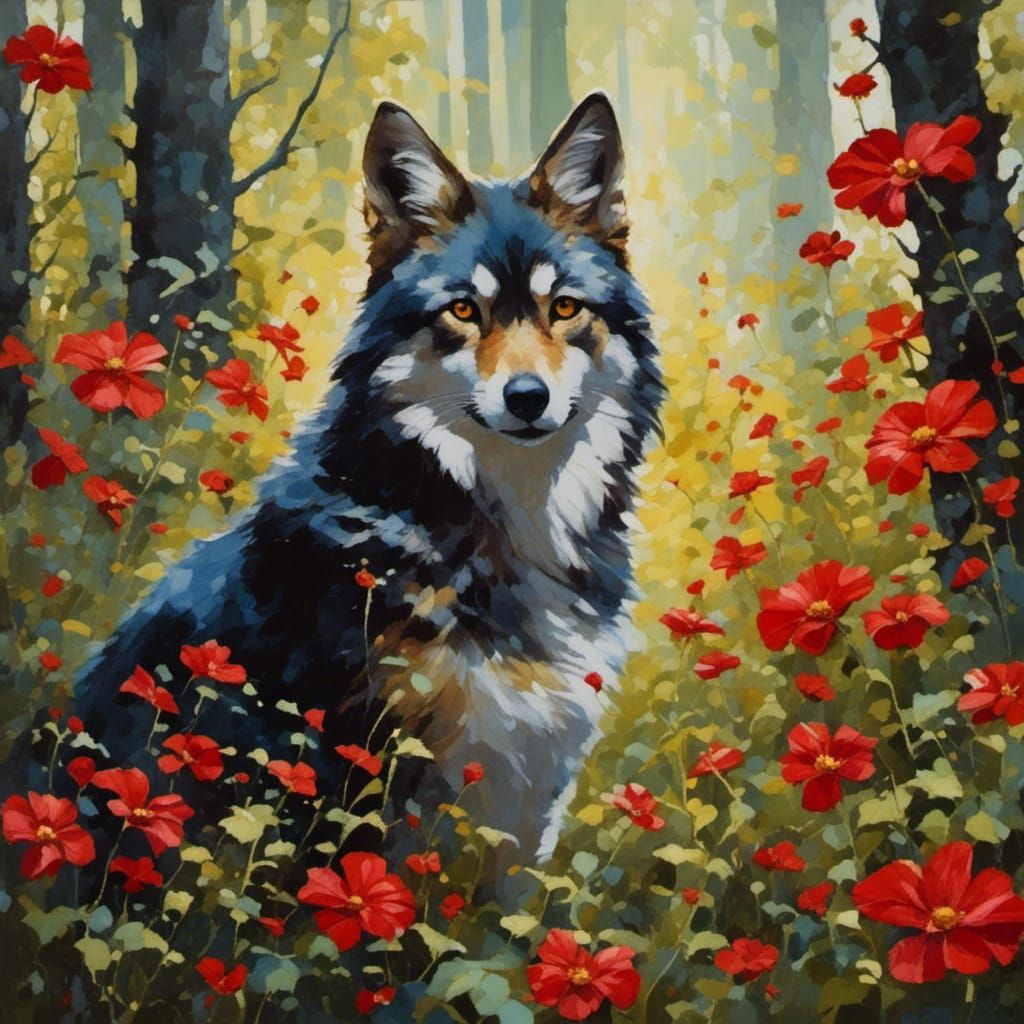 Little Red Riding Hood's Escape: A Gouache Forest Scene