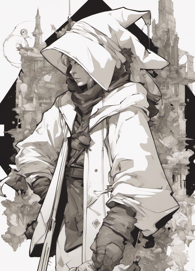 Final Fantasy Mages in Geometric Street Art Style