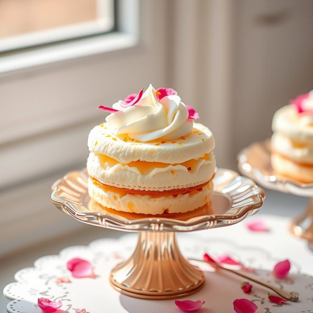 Saffron and Rose Cakes in Whimsical, Golden Lighting