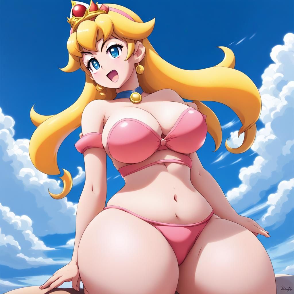 Anime Princess Peach in Ecchi Bikini Pose