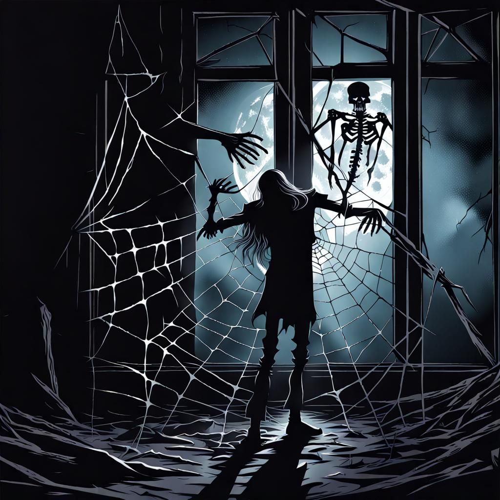 Sinister Silhouette in Dark Room with Blade