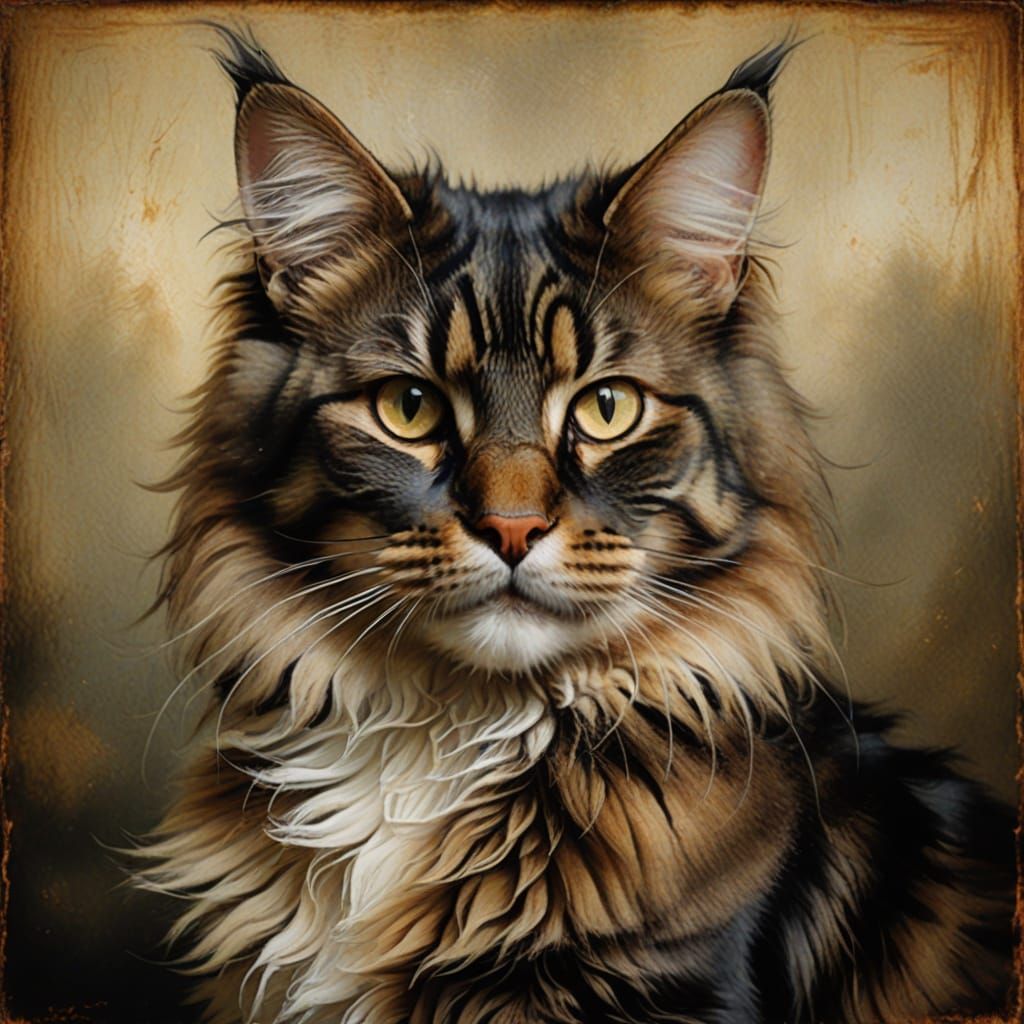 Baroque Feline Portrait in Whimsical Colors