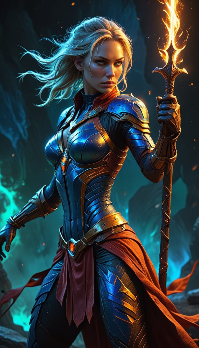 Fantasy Portrait of Nova Terra with Staff