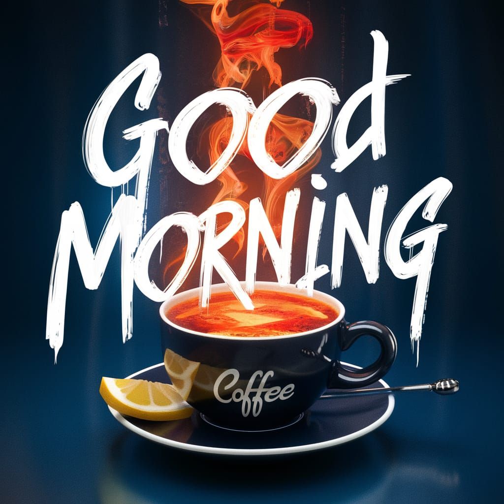 Conceptual 3D Coffee Poster: Good Morning in Graffiti