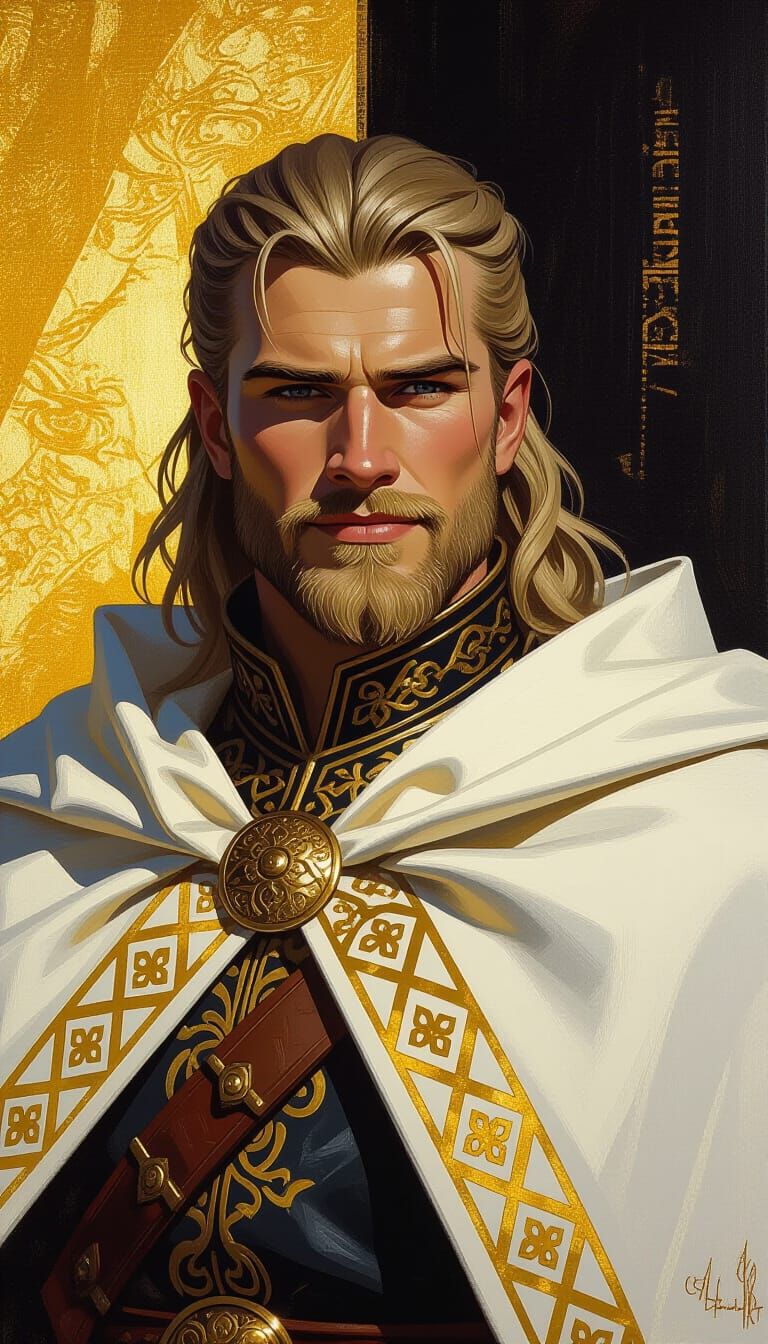 Slavic Warrior Dobrynya Nikitich Portrait in Golden Light