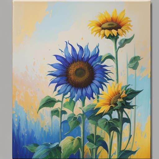 Impressionist Sunflower in Golden Hour Light