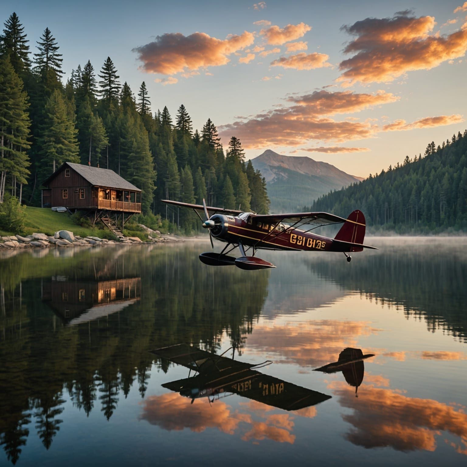1920s Seaplane Takes Flight at Sunrise