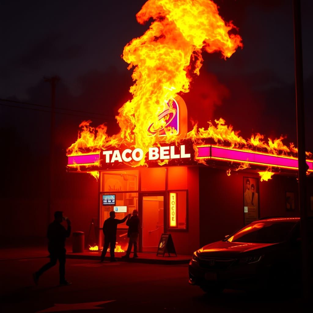Infernal Taco Bell Ablaze at Hell's Gates