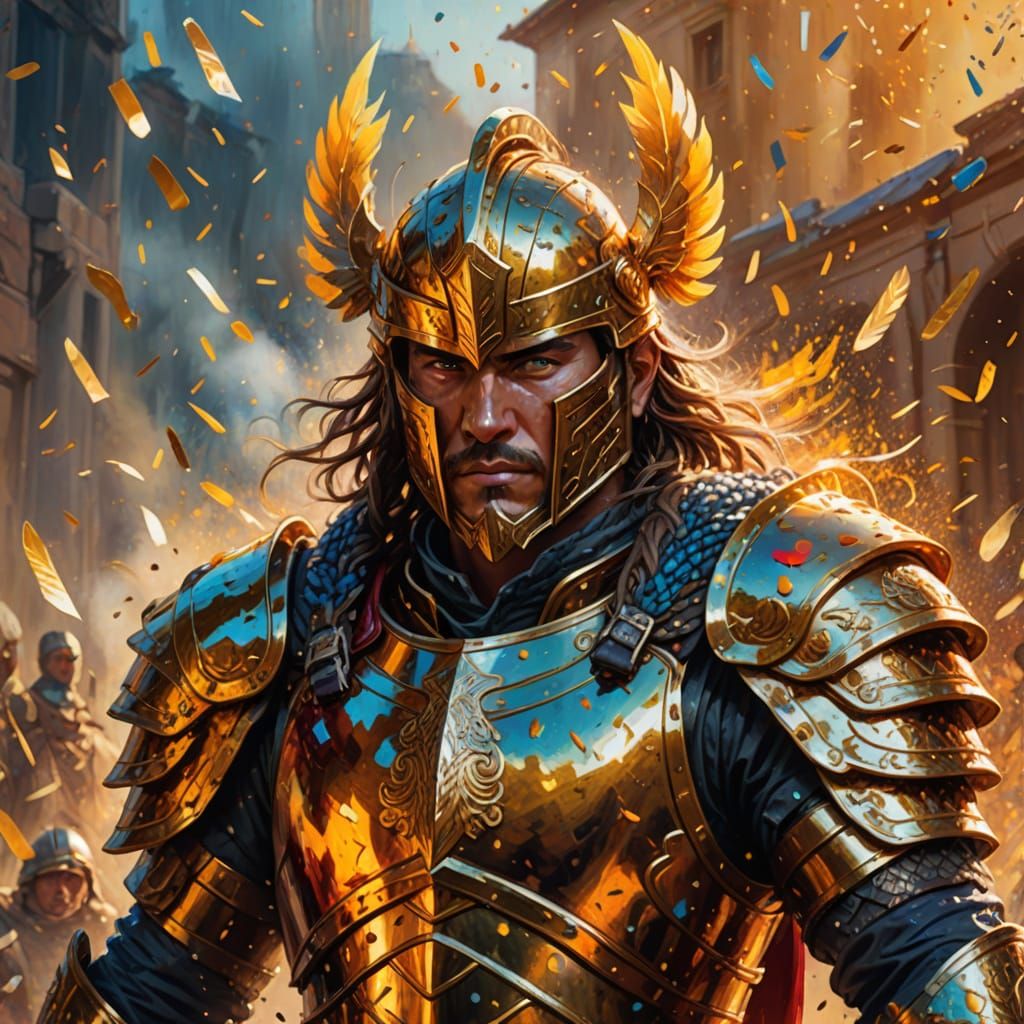 Victorious Warrior in Glistening Armor