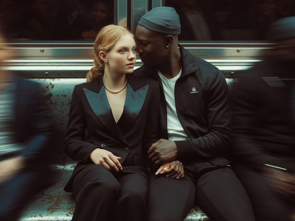 Romantic Metro Kiss in Moody, Rich Hues