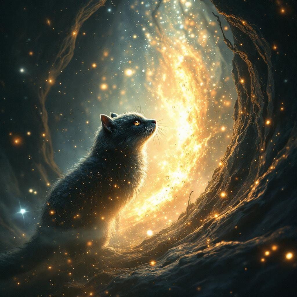 Mystical Creature Emerges from Darkness: Fantasy Illustratio...