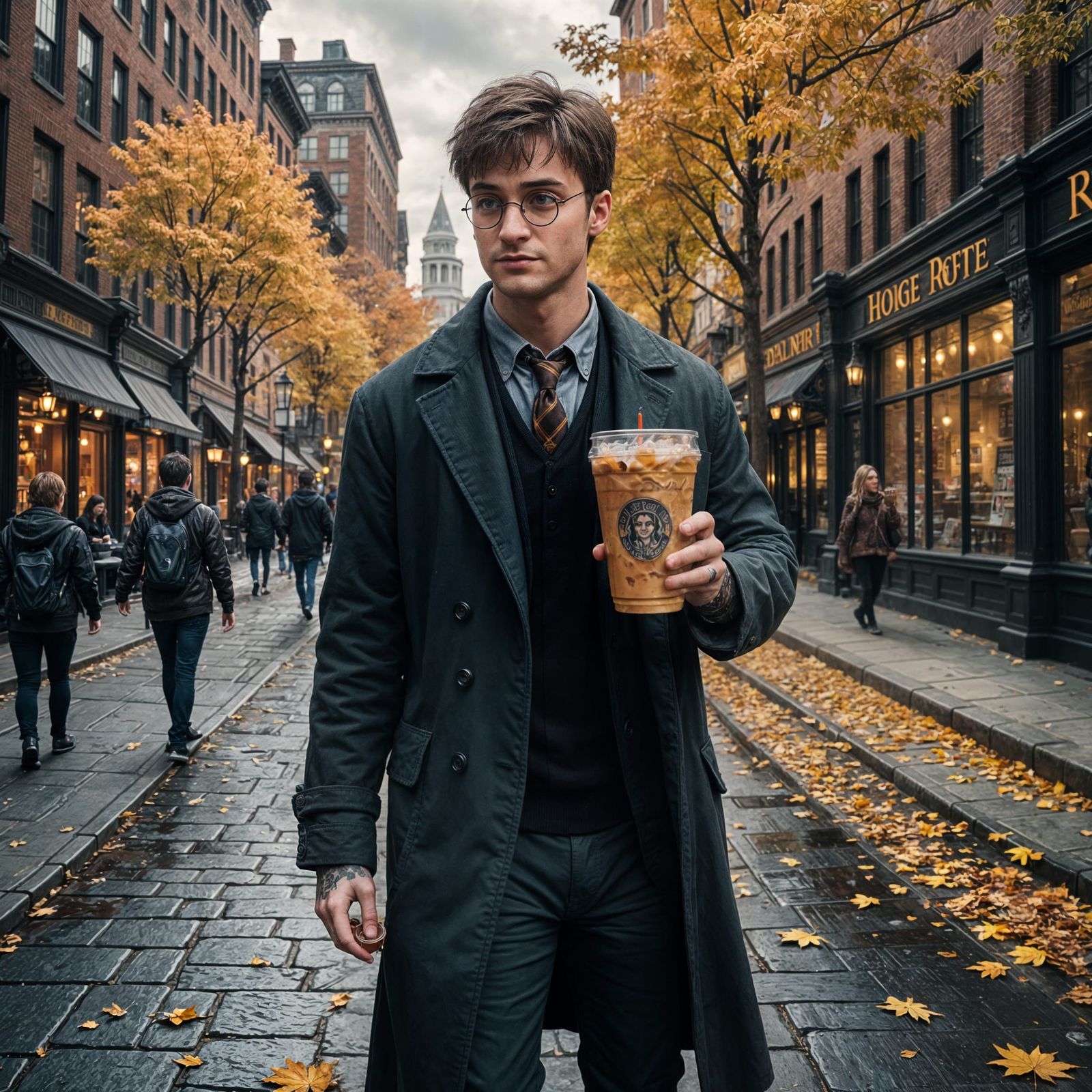 Tattooed Harry Potter in Boston, Detailed Digital Art