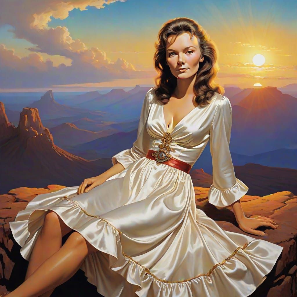 Woman in Satin Dress: An Intimate Portrait