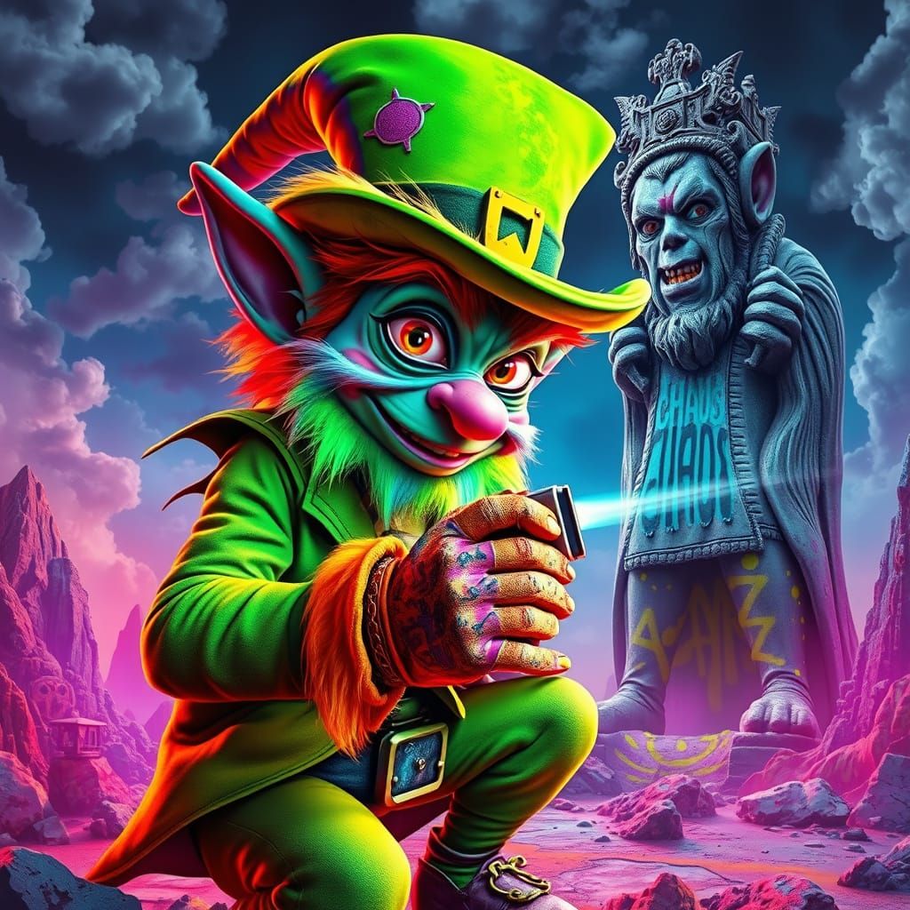 Psychedelic Leprechaun Graffiti Art in 3D