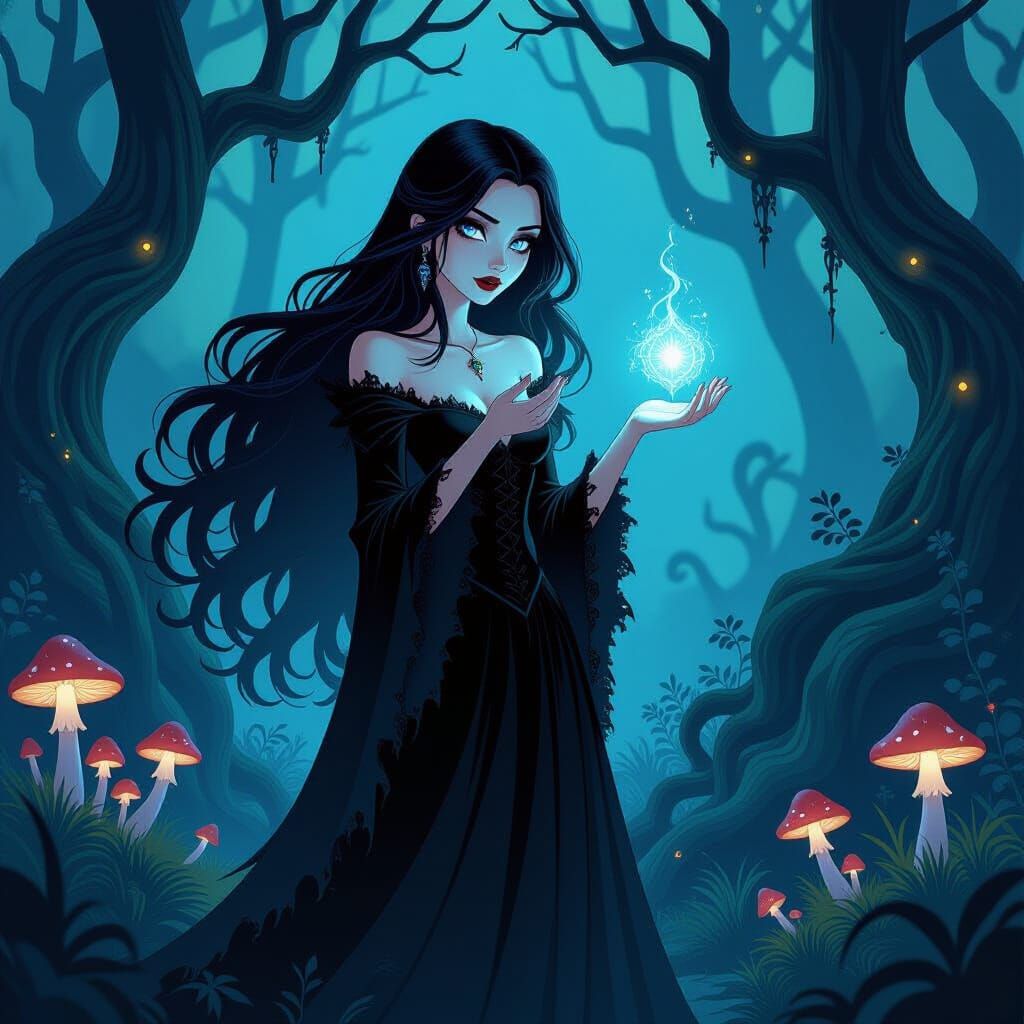 Gothic Disney Princess in Enchanted Forest
