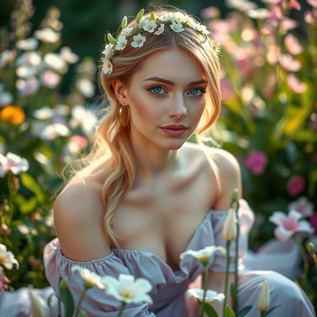 Woman in Lavender Gown with Lily Crown