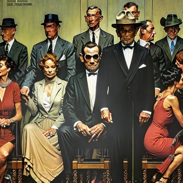 Men in a Smoky Room, Americana Illustration