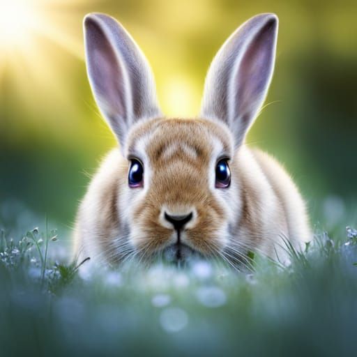 Rabbit with Hypnotic Eyes Stares Intently
