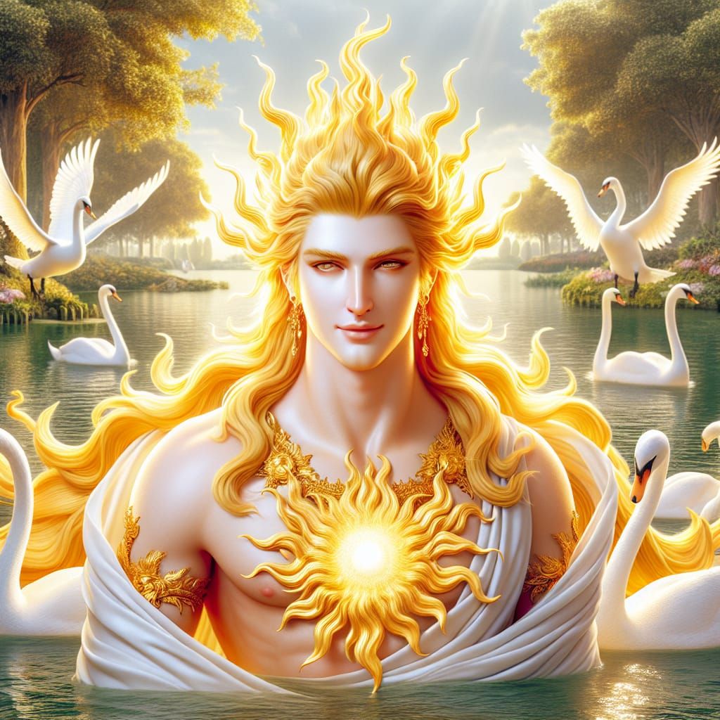 Golden-Haired Apollo Surrounded by Swans