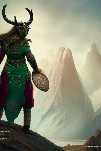 Female Loki in Runic Armor
