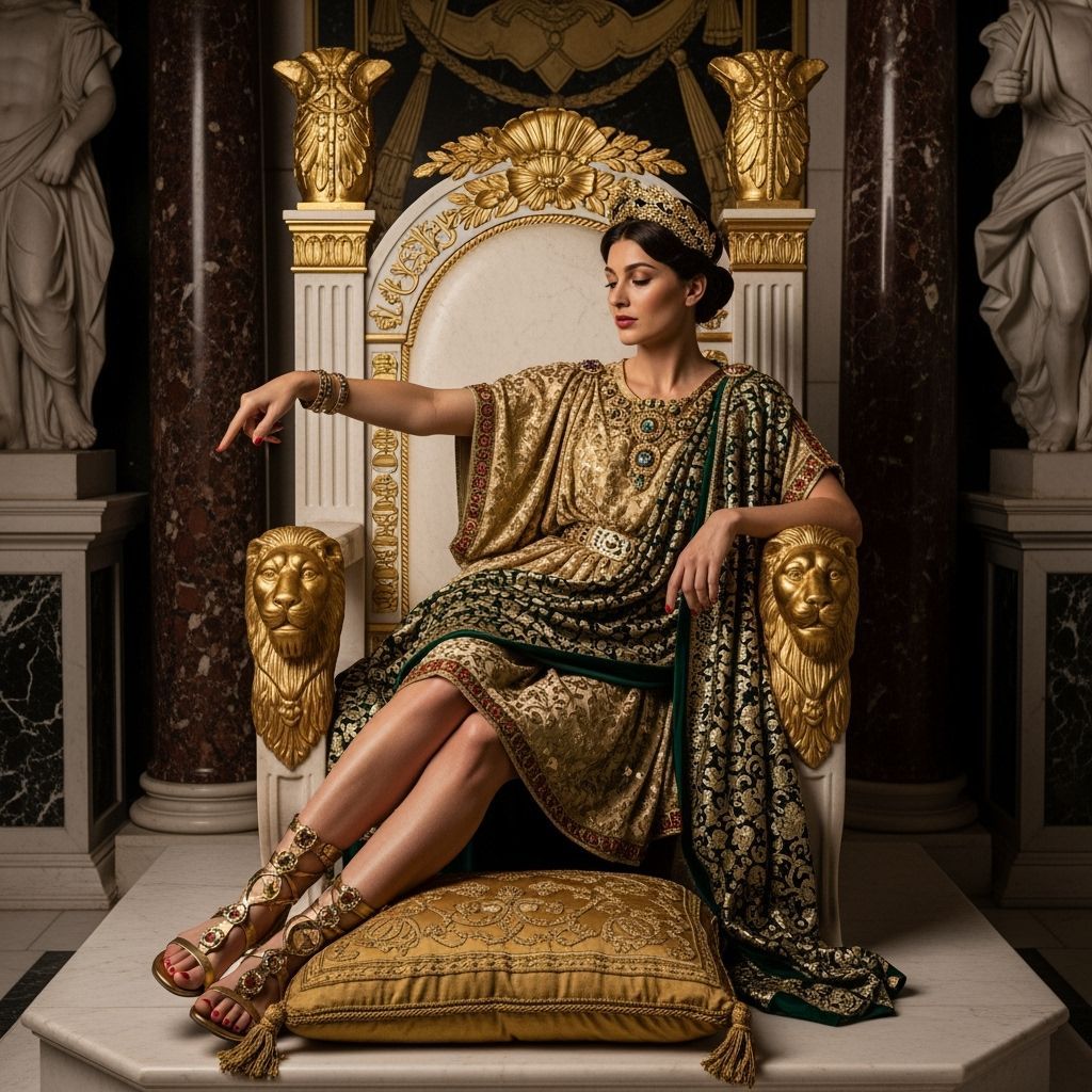 Roman Empress on Luxurious Throne, Professional Photography
