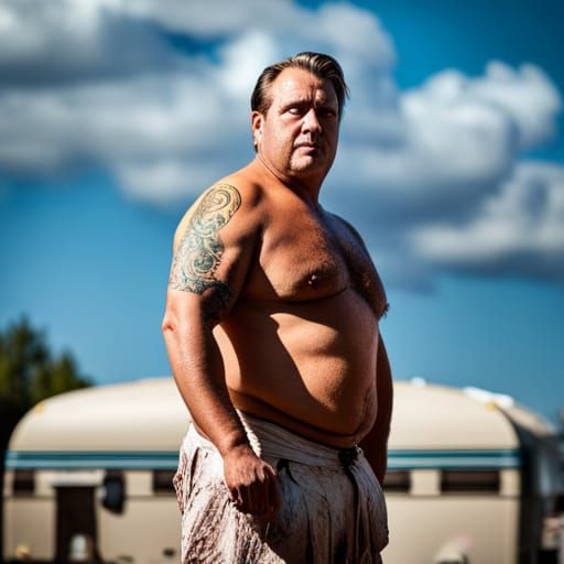 Man in Mini Skirt in Trailer Park Scene